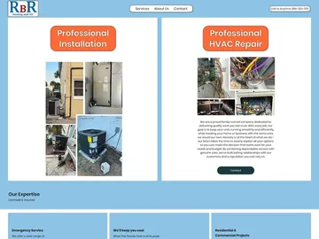 Outdated local HVAC website before redesign — dated layout and clashing styles