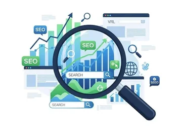 SEO and local-search visibility illustration — ranking in search results